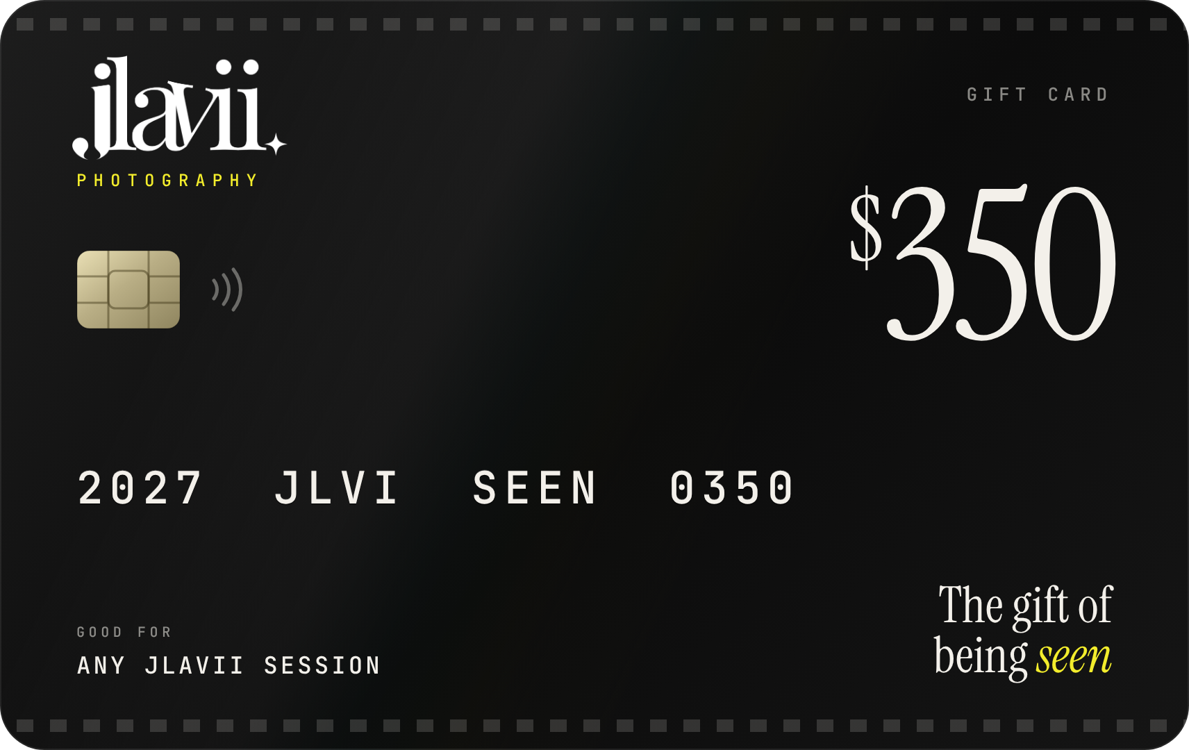 JLavii Photography $350 gift card design