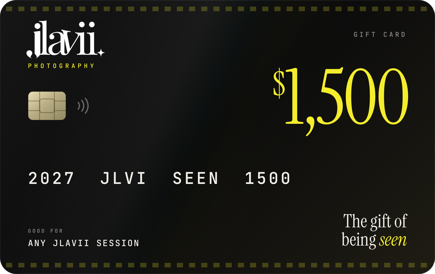 JLavii Photography $1,500 gift card design