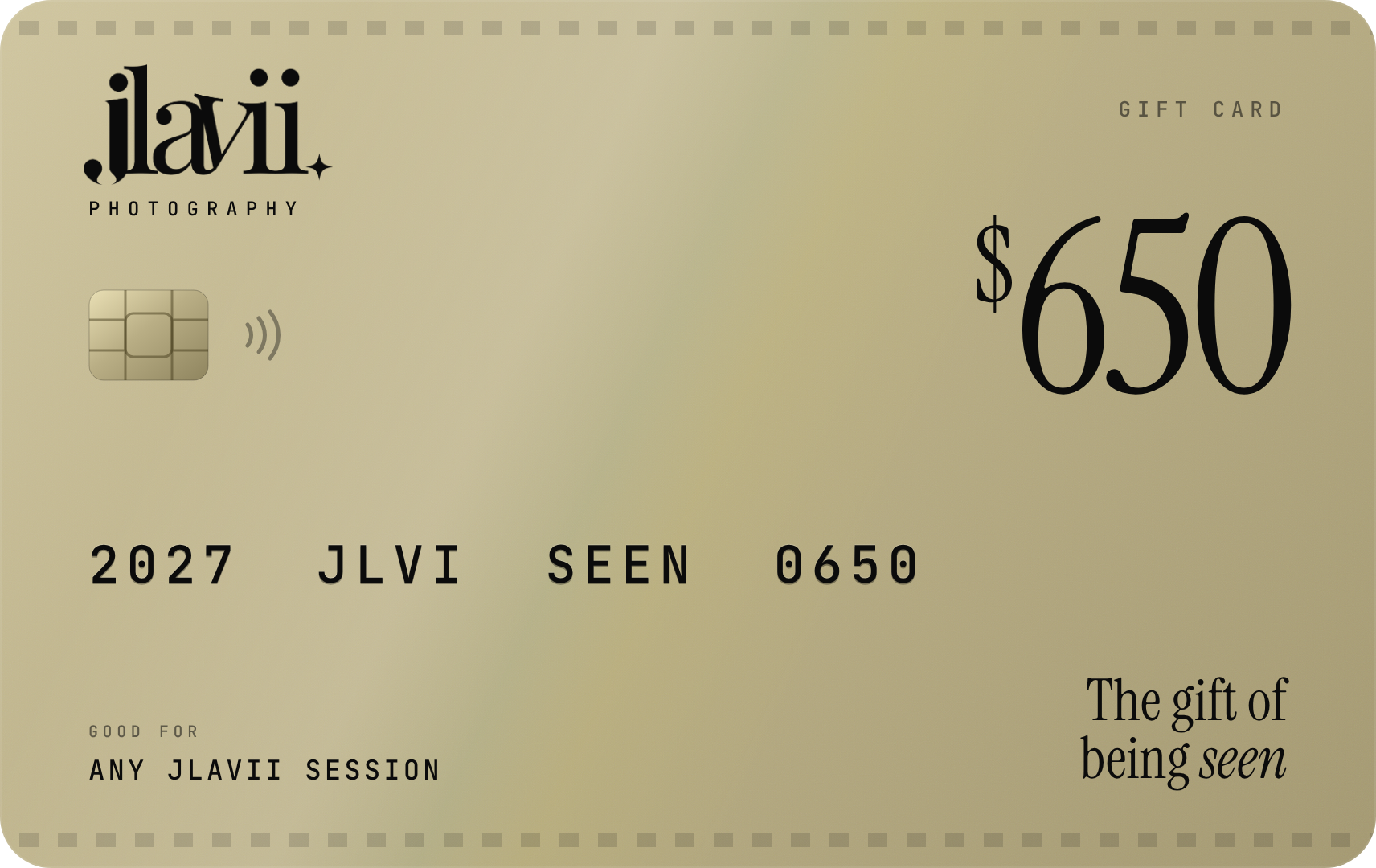 JLavii Photography $650 gift card design